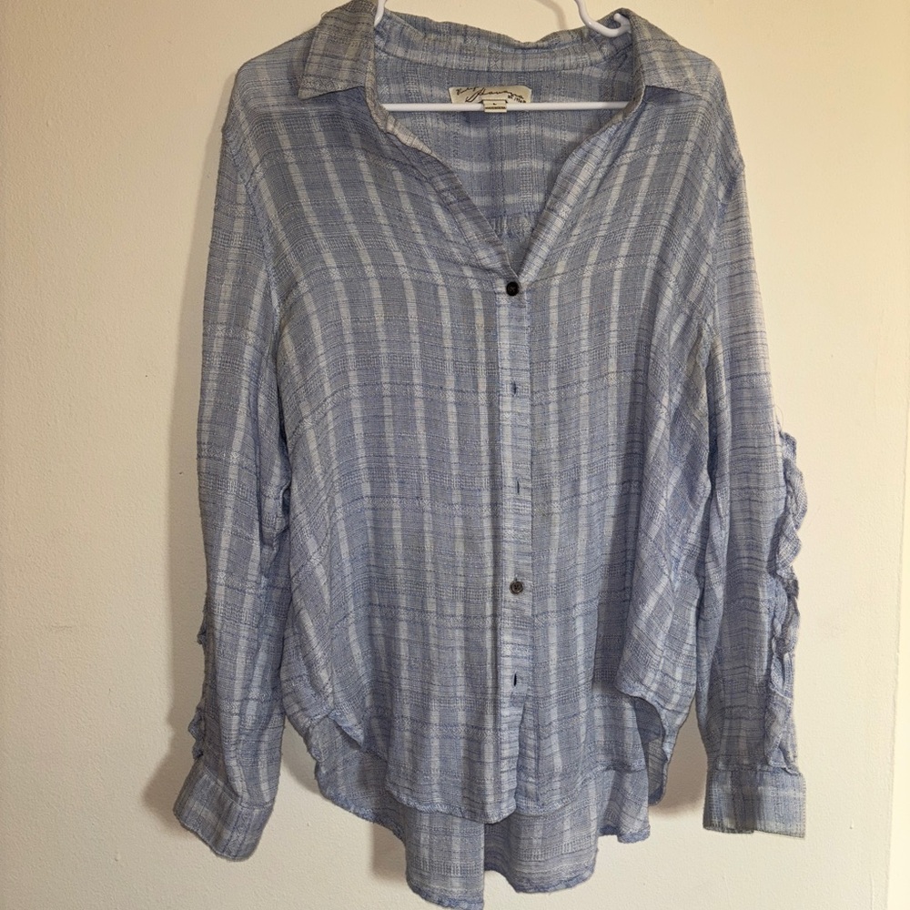Light Blue Striped Button-Down Shirt linen